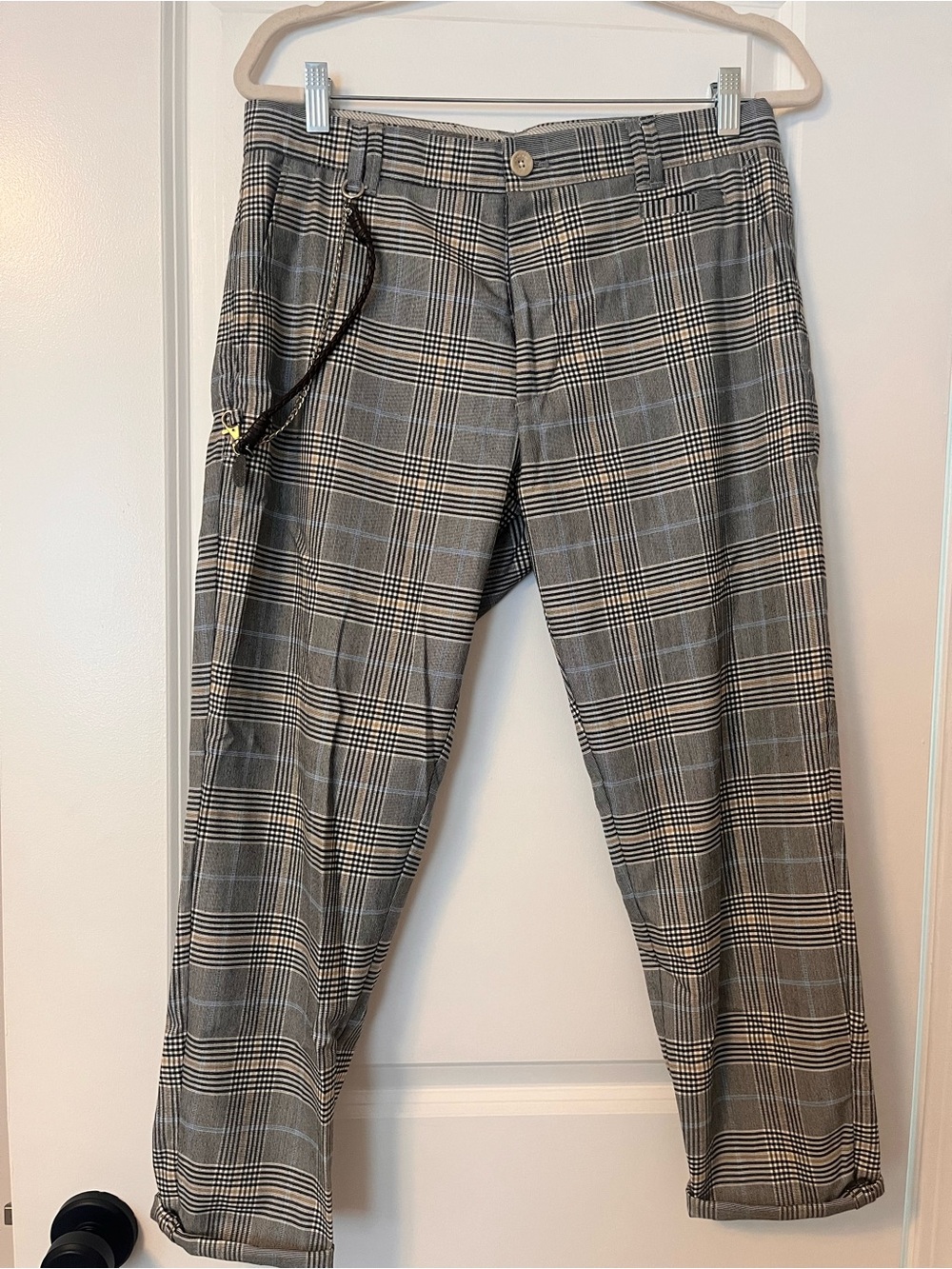 Gray Plaid Men's Dress Pants